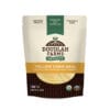 A 24 oz bag of Doudlah Farms Yellow Organic Corn Meal. The packaging proudly highlights its Certified Organic status, sourced from a Wisconsin farm with Healthy Soil for a Healthier You. It's labeled as a good source of fiber, proteins, and complex carbohydrates.