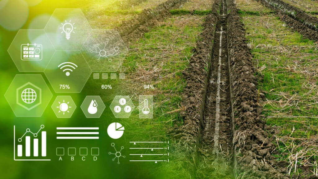 Smart farming technology and carbon farming practices improving soil health and sustainability through precision agriculture and climate-smart solutions.