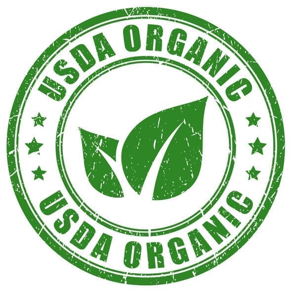 A green, circular, grunge-style stamp featuring two leaves in the center and the words USDA ORGANIC written twice along the top and bottom. Stars decorate the sides—a symbol trusted by Doudlah Farms for certified organic food.
