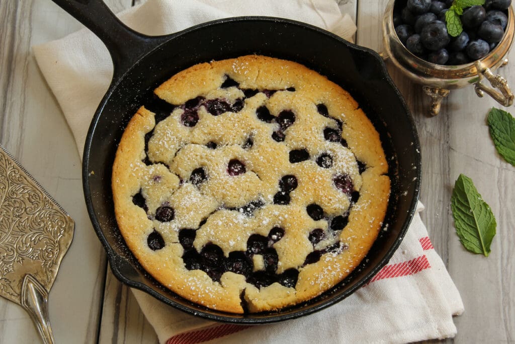 Blueberry Lemon Cornmeal Skillet Cake
