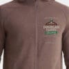 A brown zip-up hoodie featuring the DOUDLAH FARMS ORGANICS logo and the slogan I Know My Farmer on the left chest area. The logo includes green, white, and brown colors.